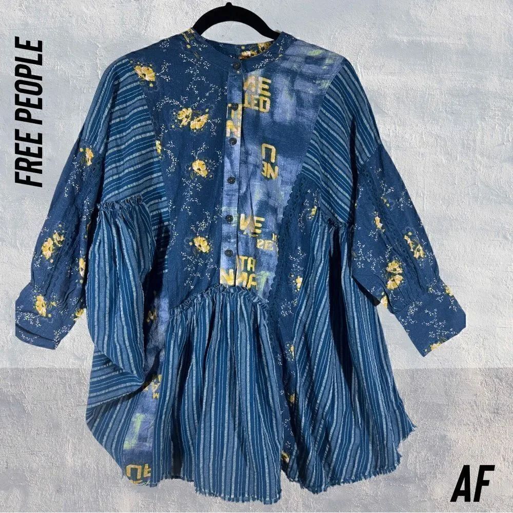 FREE PEOPLE CHARLIE PRINT TUNIC DRESS NWT SMALL FLORAL - Picture 5 of 7